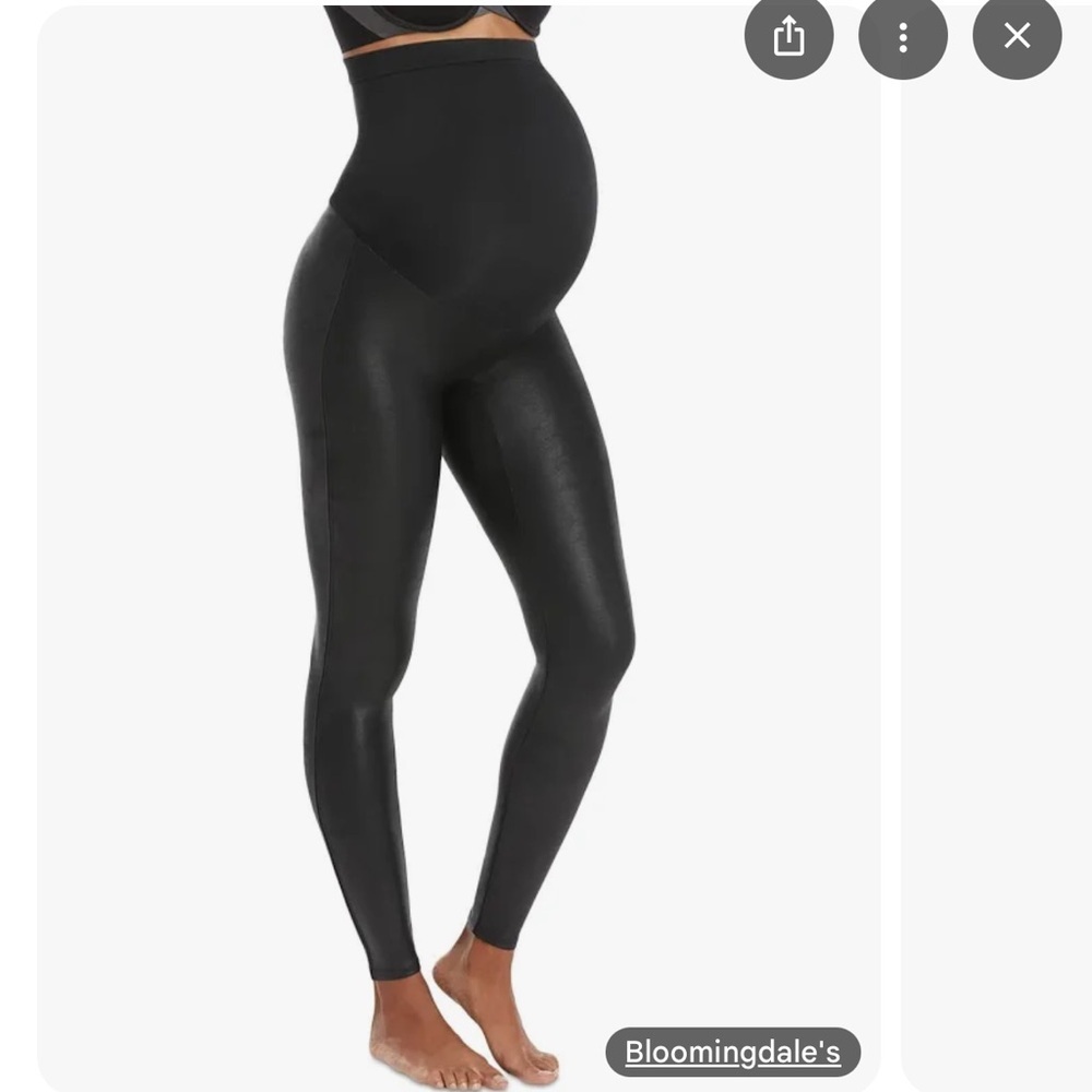 Spanx Black Faux Leather Maternity Leggings